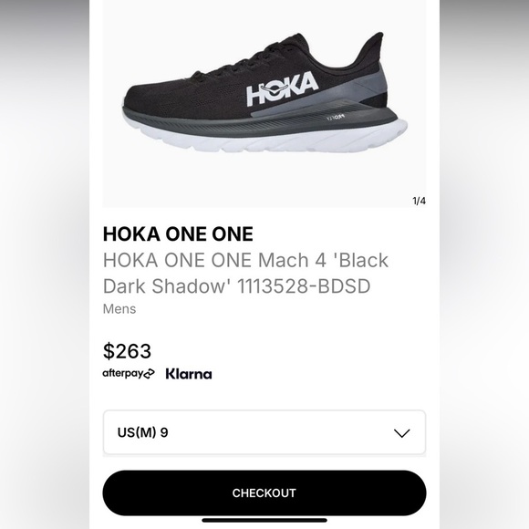 HOKA ONE ONE Mach 4 'Black Dark Shadow' 1113528-BDSD
Men’s 9D - Picture 2 of 13